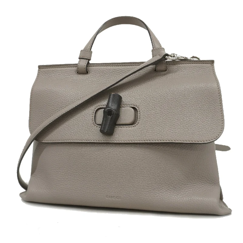 Gucci Bamboo 2way Bag 392013 Women's Leather Handbag,Shoulder Bag Grayish