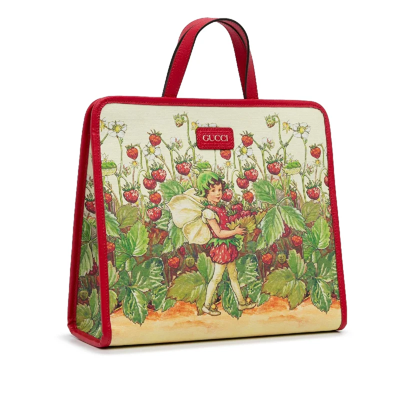 Red Gucci Kids Strawberry Fairy Tote Bag