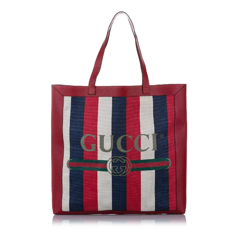 Gucci Logo Canvas Tote Bag