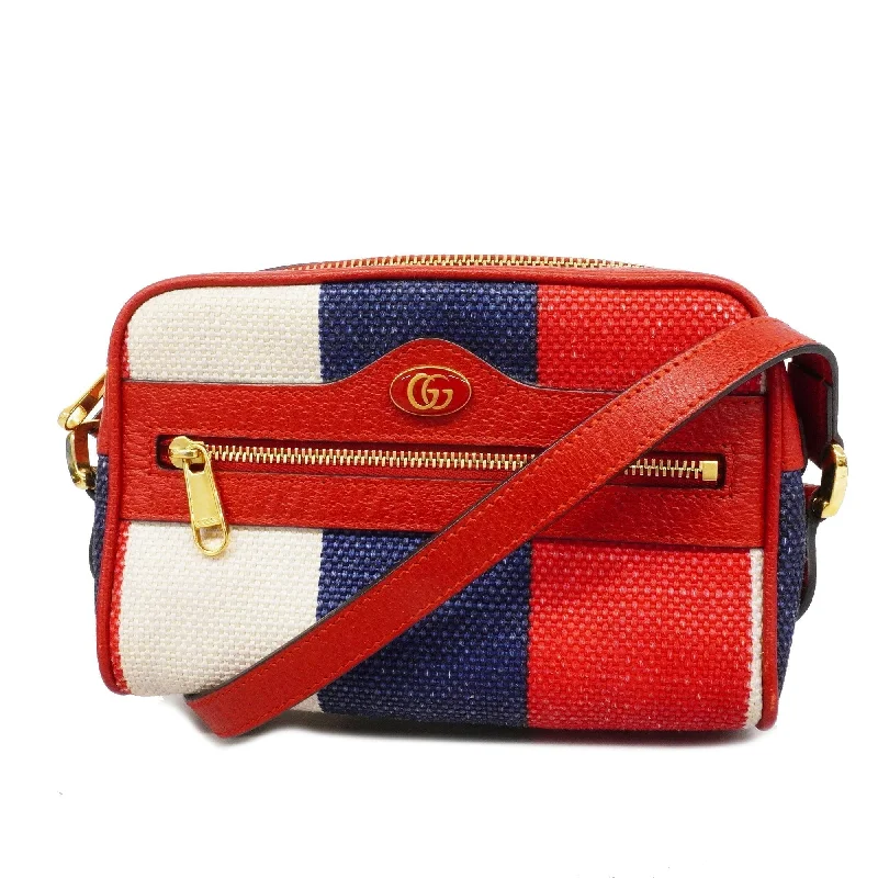 Gucci 517350 Women's Canvas Shoulder Bag Blue,Red Color,White