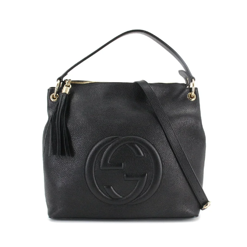 Gucci Soho 2way Shoulder Bag Leather Black 536194 Gold Hardware SOHO