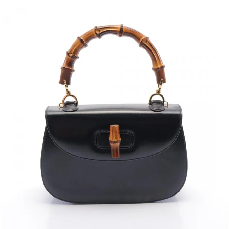 Gucci Bamboo Handbag Leather Black