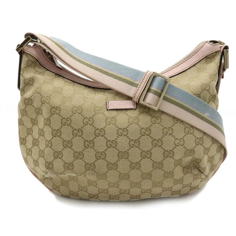 Gucci GG canvas shoulder bag leather beige pink light blue 181092