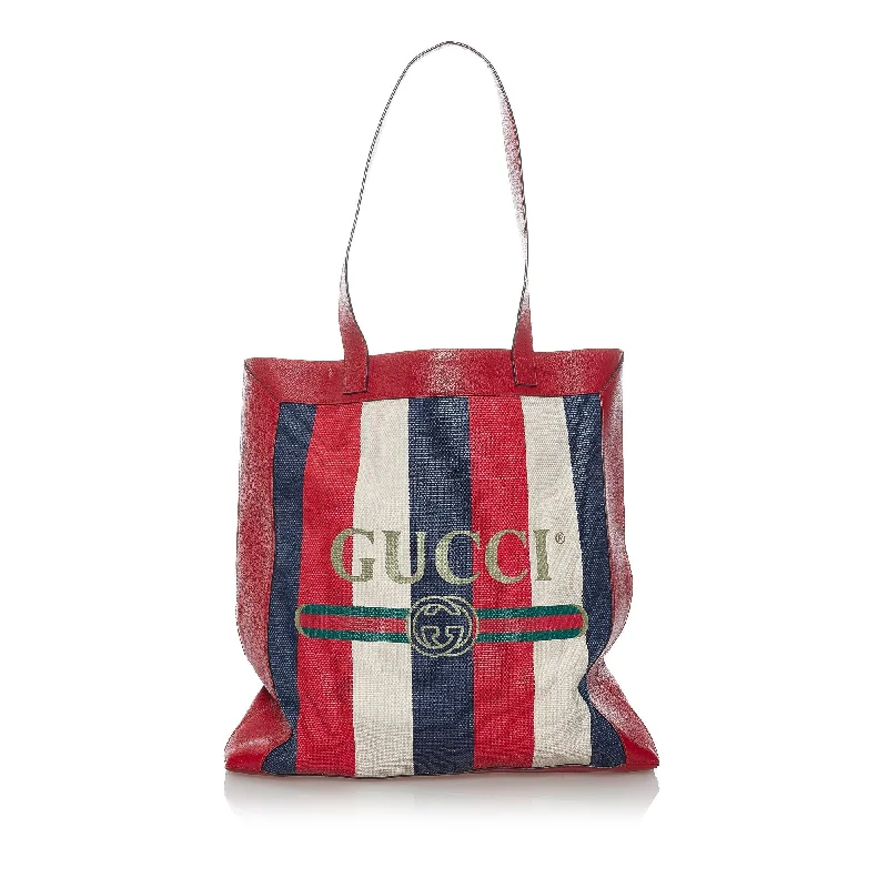 Gucci Sylvie Baiadera Tote Bag Striped Canvas