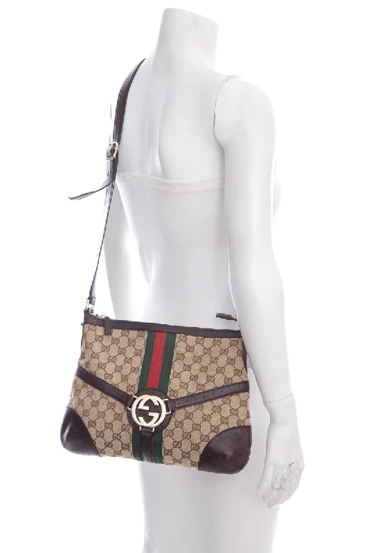 Gucci Reins Web Brown Shoulder Handbag