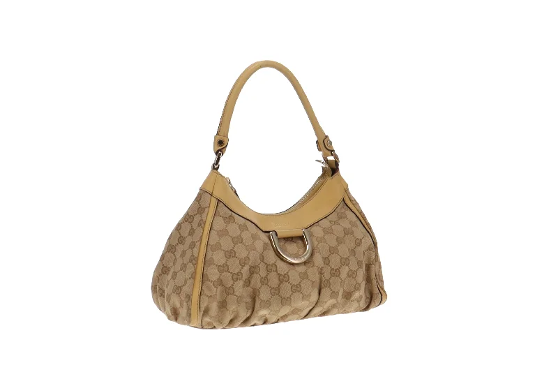 Gucci GG Canvas and Lemon Yellow Trim Abbey D Ring Shoulder Bag