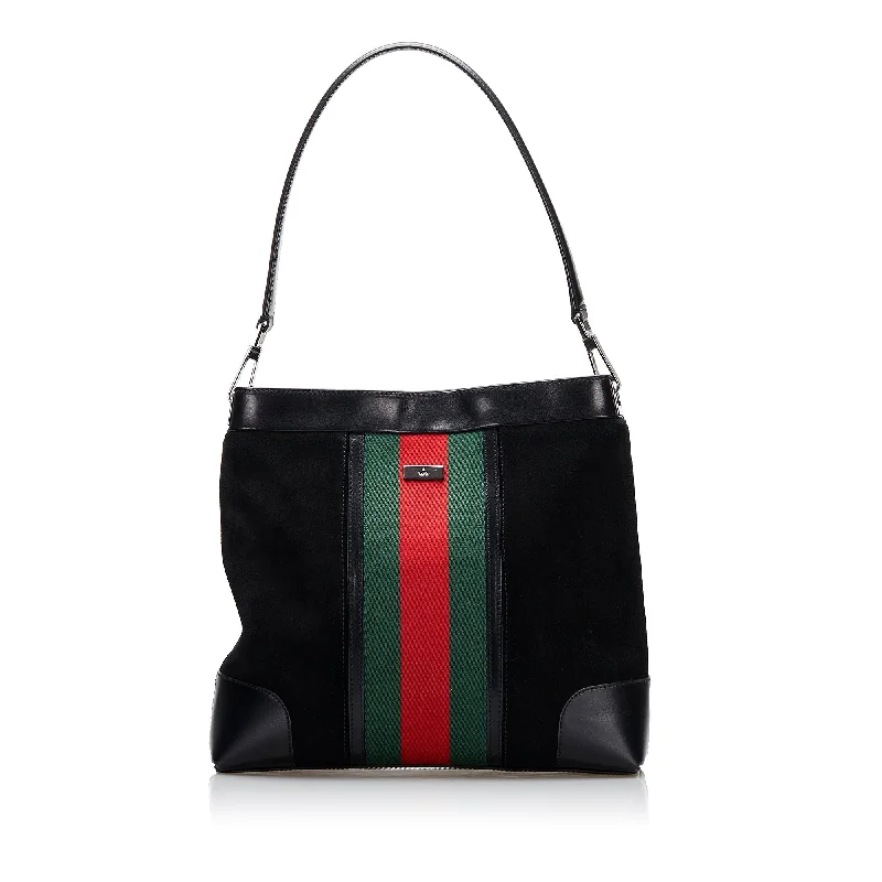 Gucci Web Suede Shoulder Bag