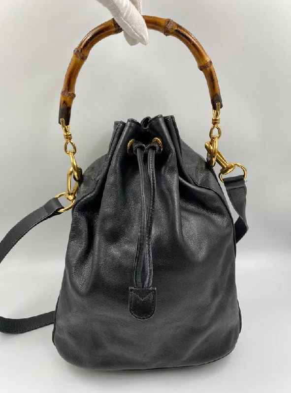 Gucci Black Bucket Bag with Bamboo Handles