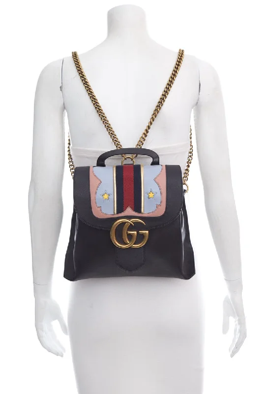 Gucci Black Web Heart Marmont Leather Backpack