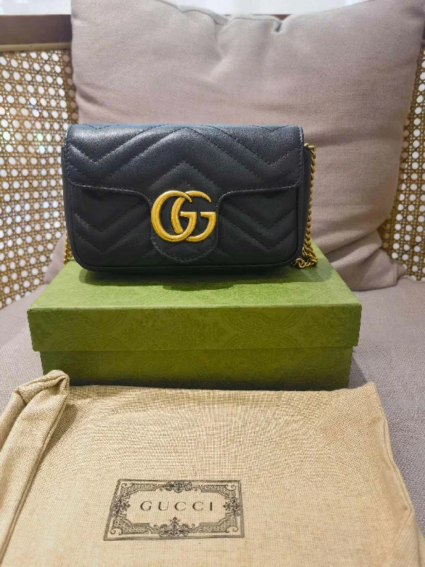 Gucci Marmont Super Mini Crossbody Bag, Leather, Black