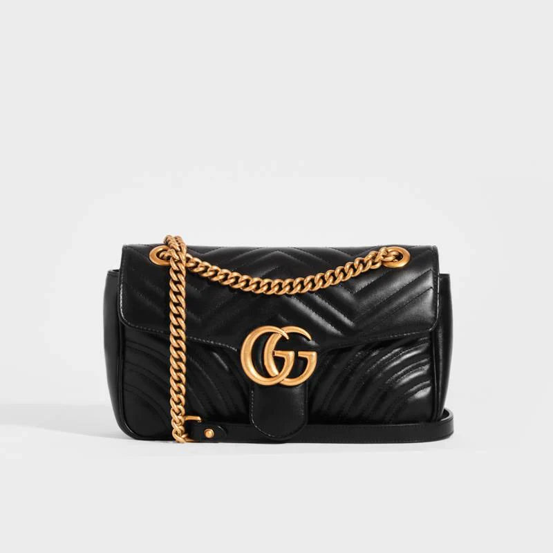 GUCCI GG Marmont Small Matelassé Shoulder Bag in Black