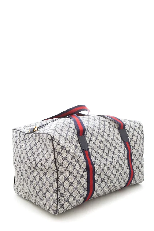 Gucci Navy & Red Web Trim GG Coated Canvas Duffle