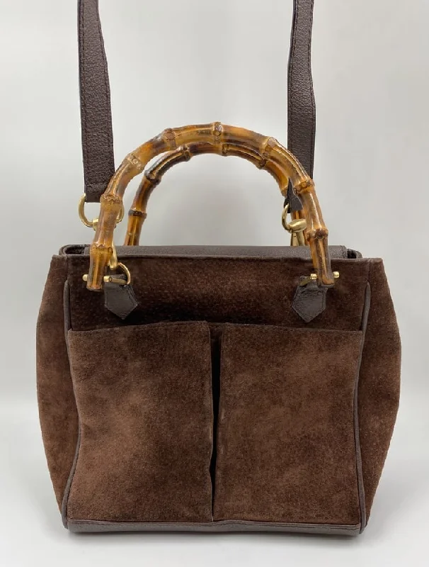 Gucci Suede Tote w Bamboo handle