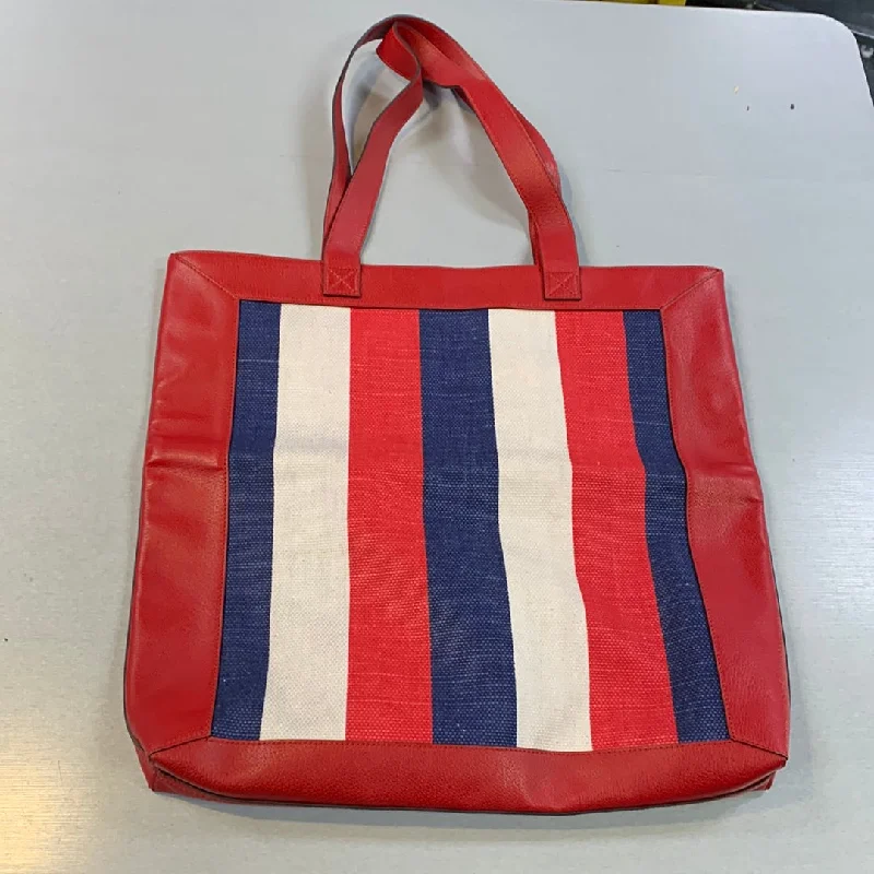 Gucci striped logo canvas tote bag.