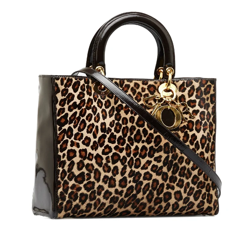 DIORLarge Leopard Print Pony Hair Lady  Satchel