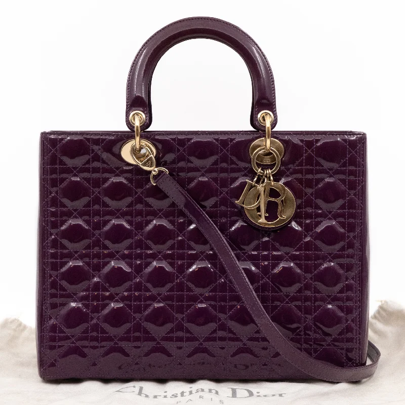 Lady Dior Large Purple Patent Leather