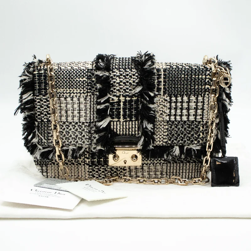 Miss Dior Flap Bag Black White Tweed