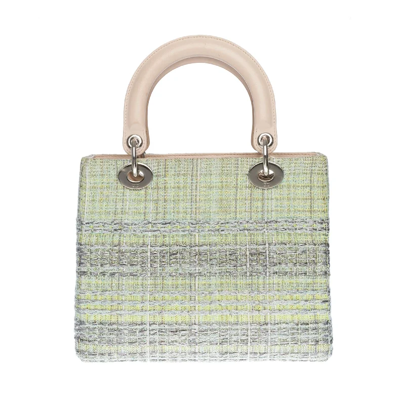 Limited Edition Lady Dior MM in Green Tweed and silver threads, SHW