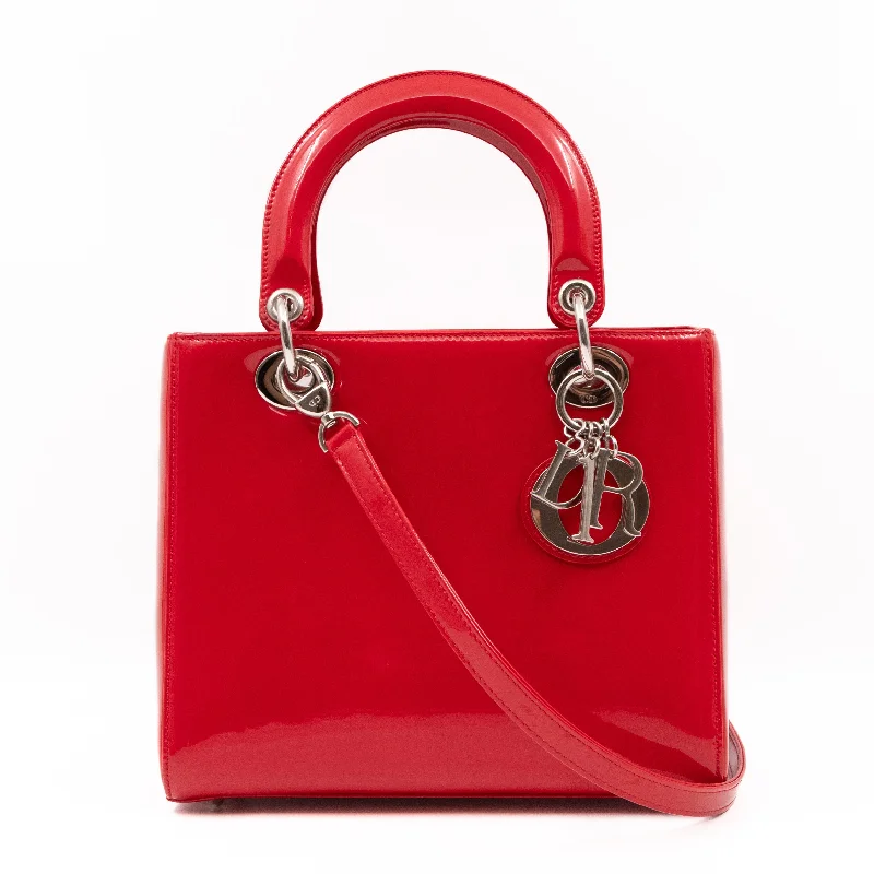 Lady Dior Medium Red Smooth Patent Leather