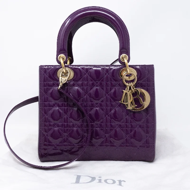 Lady Dior Medium Purple Patent Leather