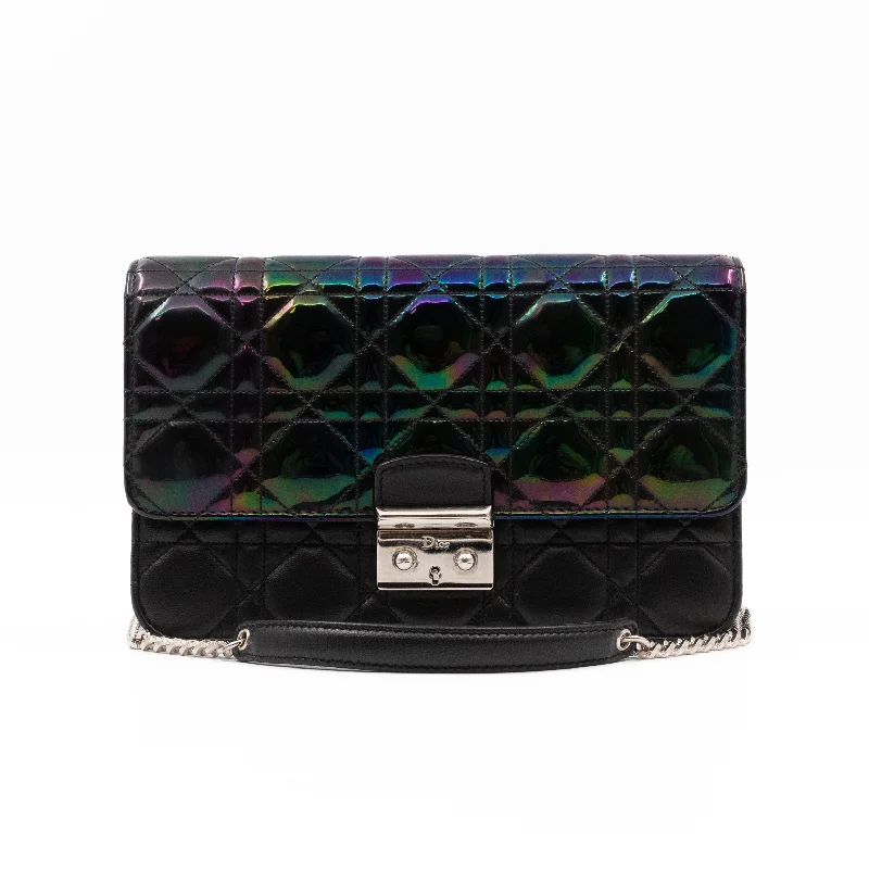 Miss Dior Promenade Pouch Bag Metallic Iridescent Patent & Black Calfskin