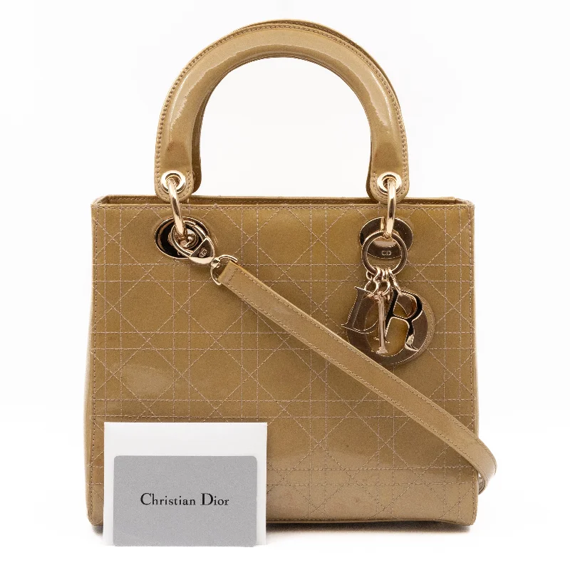 Lady Dior Medium Yellow Patent Leather