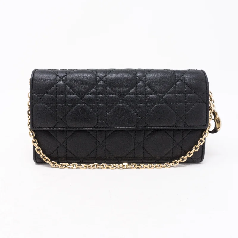 Lady Dior Wallet On Chain Black Leather