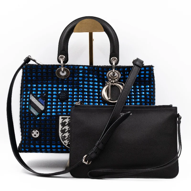 Diorissimo Small Patchwork Metallic Blue Tweed