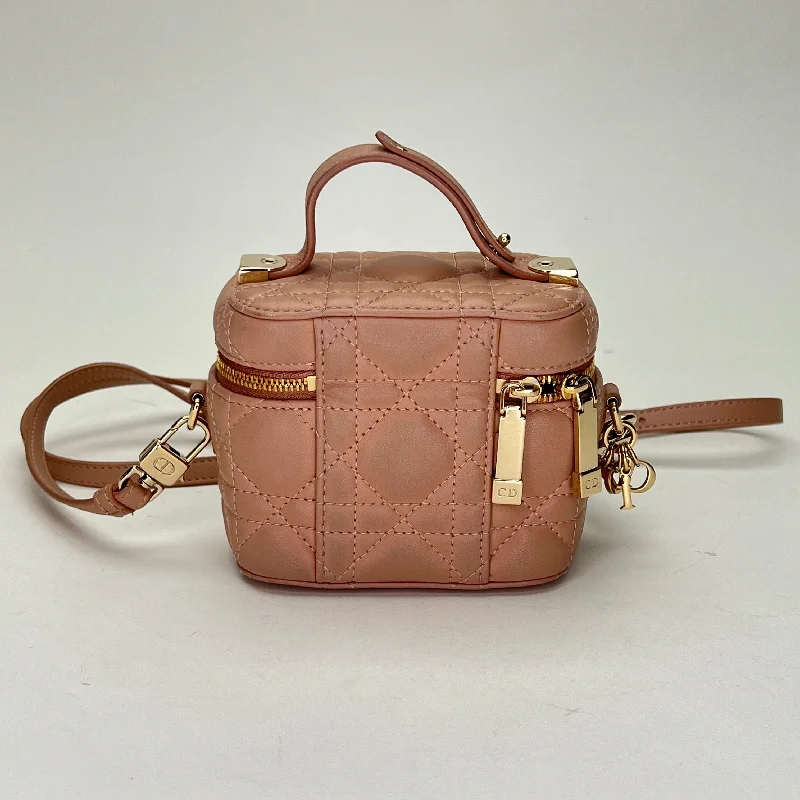 Lady Dior Micro Pink Vanity Bag in Lambskin, Gold hardware