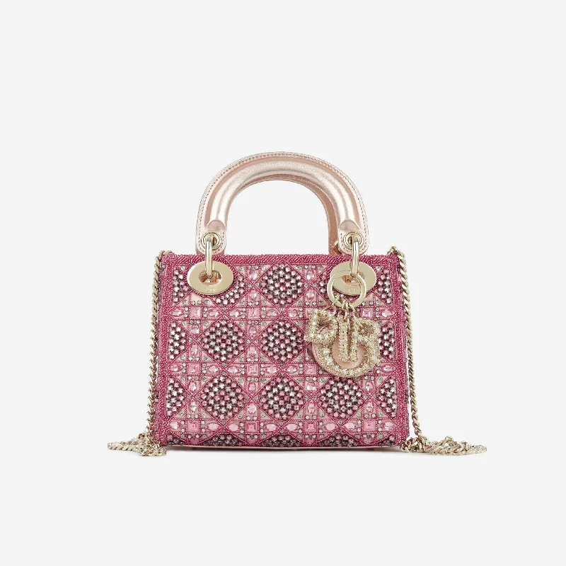 Mini Lady Dior - Pink Crystal Beaded