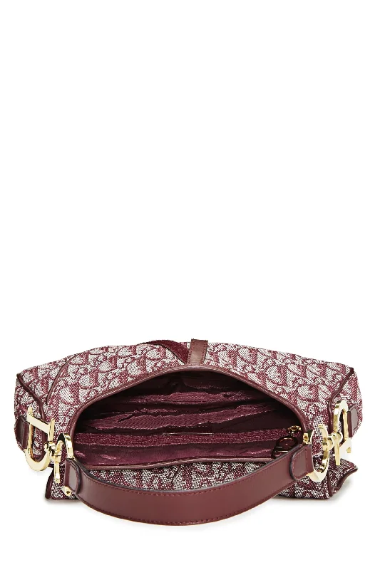 Dior,  Burgundy Trotter Canvas Double Saddle Bag, Burgundy