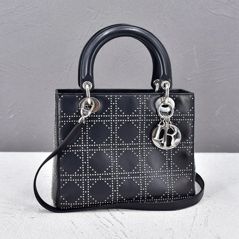 Lambskin Studded Cannage Medium Lady Dior