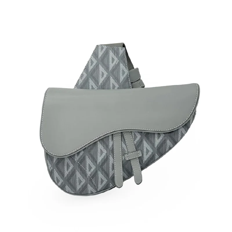 CHRISTIAN DIOR: Diamond Canvas Saddle Bag