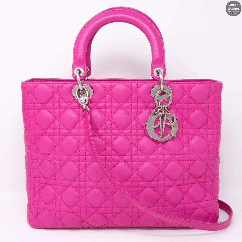 Lady Dior Large Rose Sorbet Leather