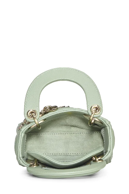 Dior,  Green Lambskin Leather Lady Dior Micro, Green