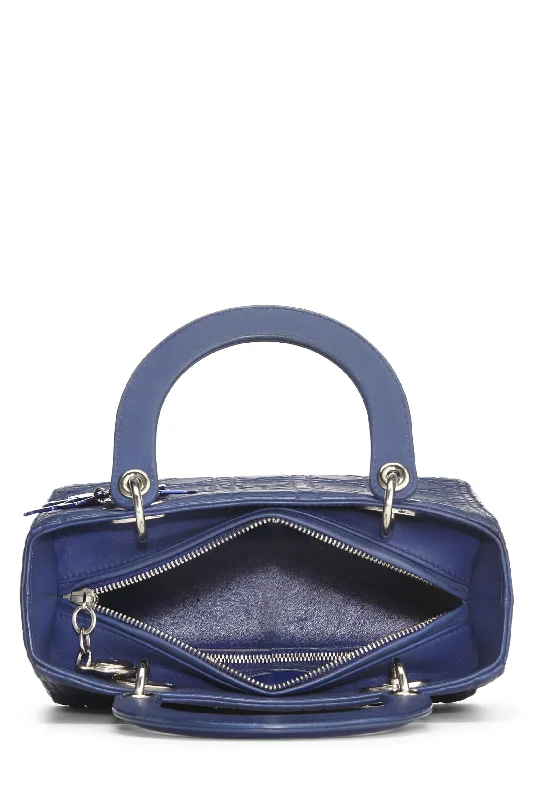 Dior,  Matte Blue Cannage Calfskin Lady Dior Medium, Blue