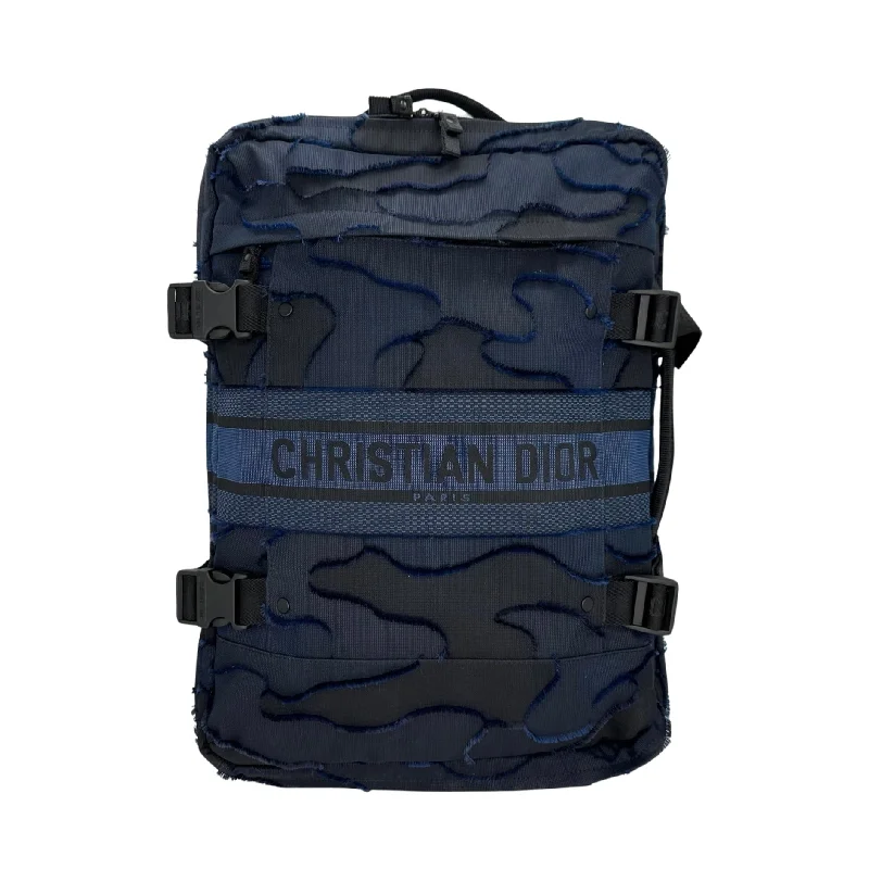 CHRISTIAN DIOR: Blue Camouflage Rolling Luggage Carry On