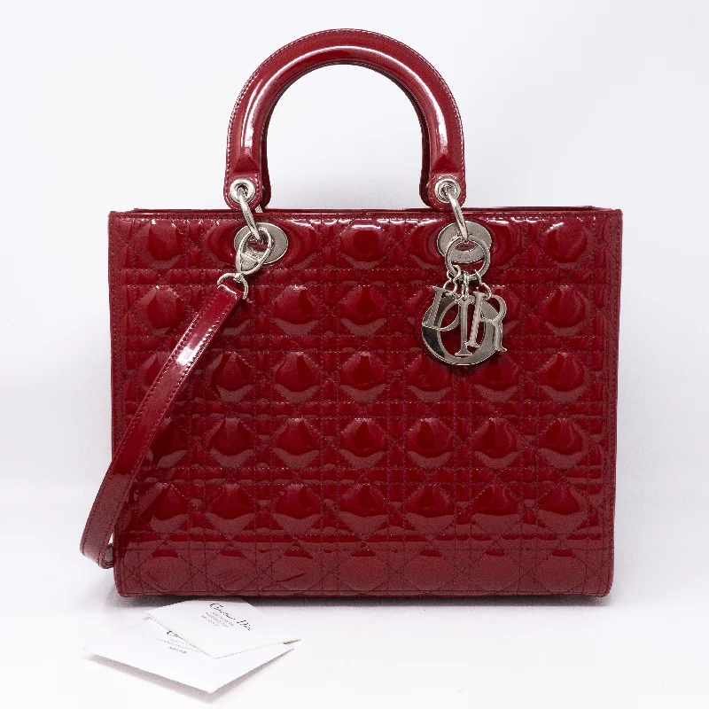 Lady Dior Large Dark Red Patent Leather