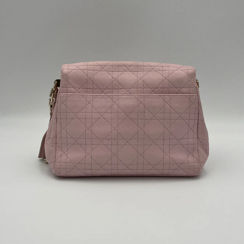 Diorling Flap Shoulder Bag Pink Shoulder Bag in Calfskin, Light Gold hardware