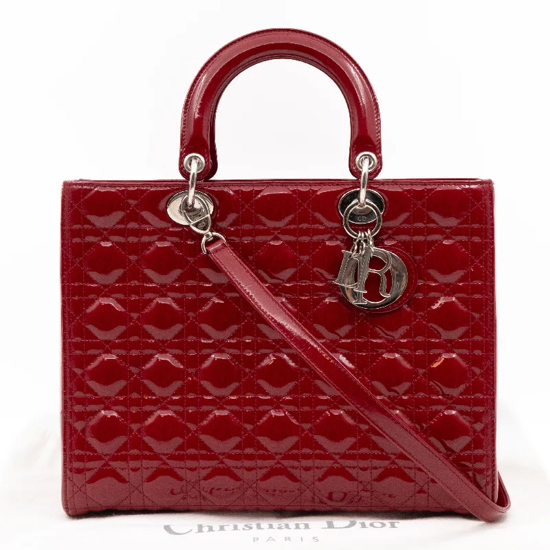 Lady Dior Large Dark Red Patent Leather