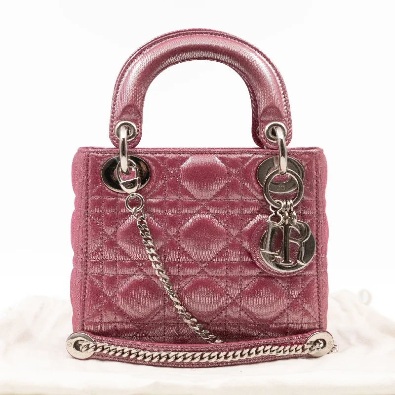 Lady Dior Mini Pink Metallic Leather