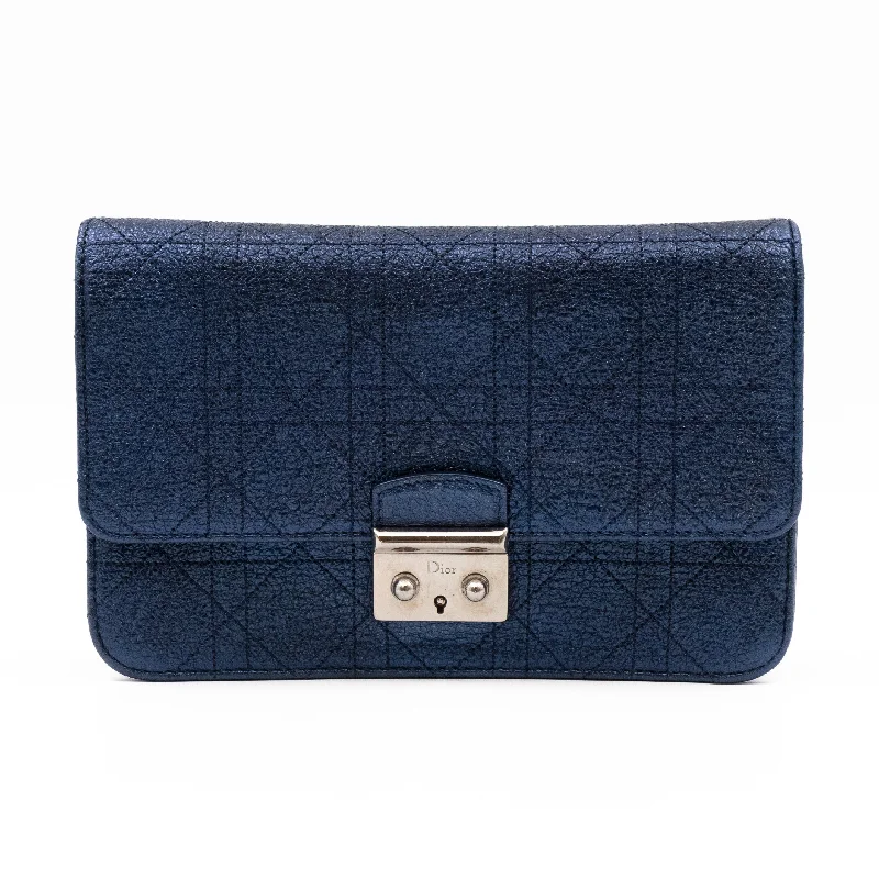 Miss Dior Promenade Clutch Metallic Blue Leather