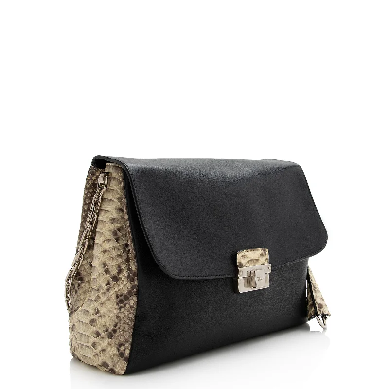 Dior Calfskin Python Diorling Large Shoulder Bag (22330)